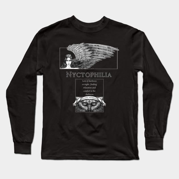 Nyctophilia for Lovers of the Night Long Sleeve T-Shirt by Vintage Crow Studios